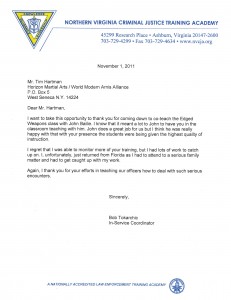 NVA Criminal Justice Academy letter